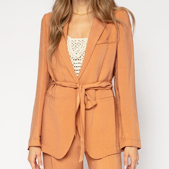 FORTE FORTE Cupro Twill Deconstructed Blazer in Apricot - Picture 1 of 6